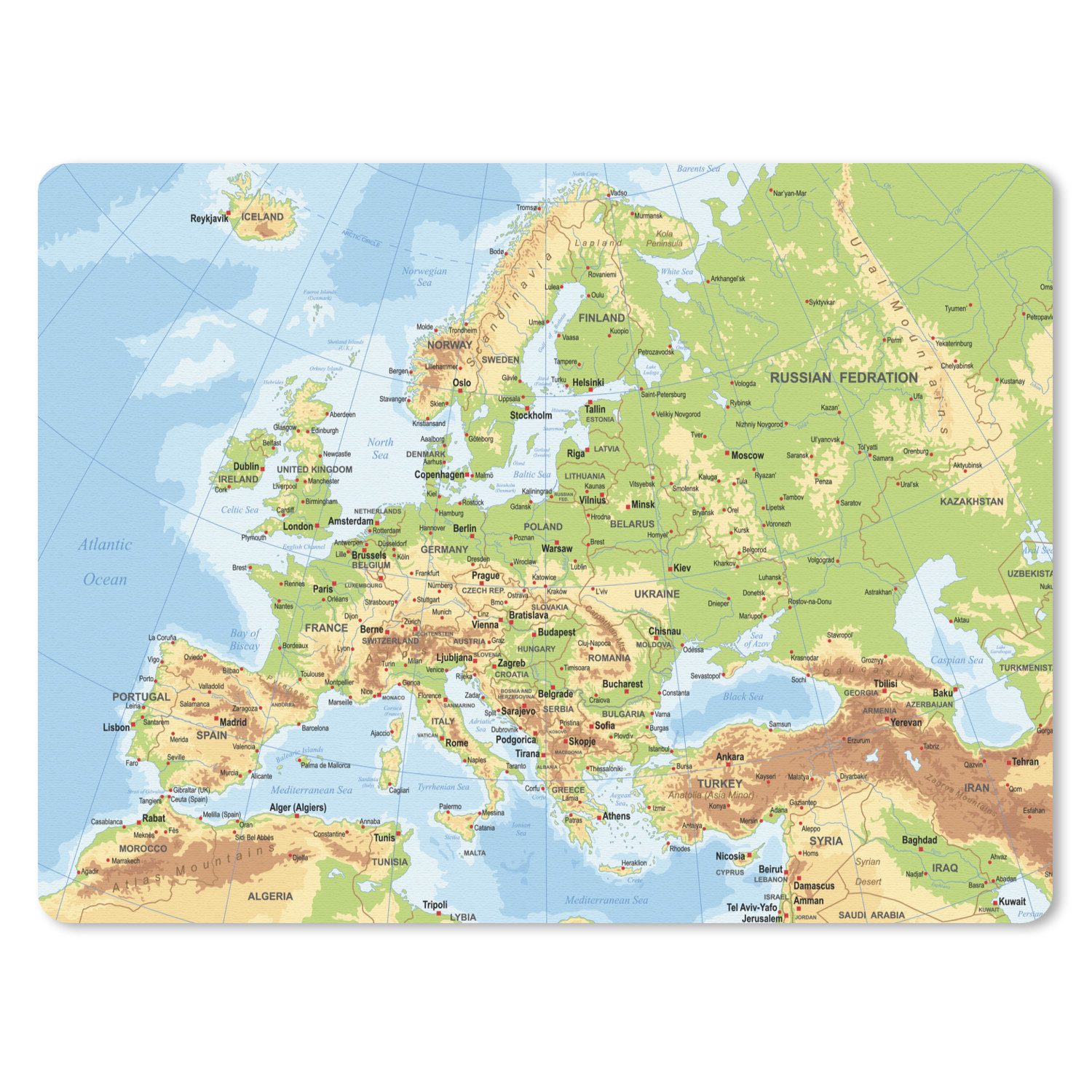 MuchoWow Mauspad Karte - Europa - Land (1-St), Büro für Tastatur und Maus, Mousepad Gaming, 40x30 cm