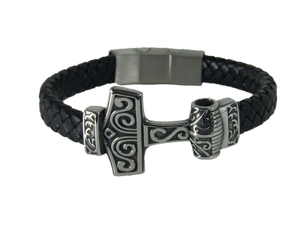 Westernlifestyle Lederarmband Wikinger-Armband mit Thors Hammer