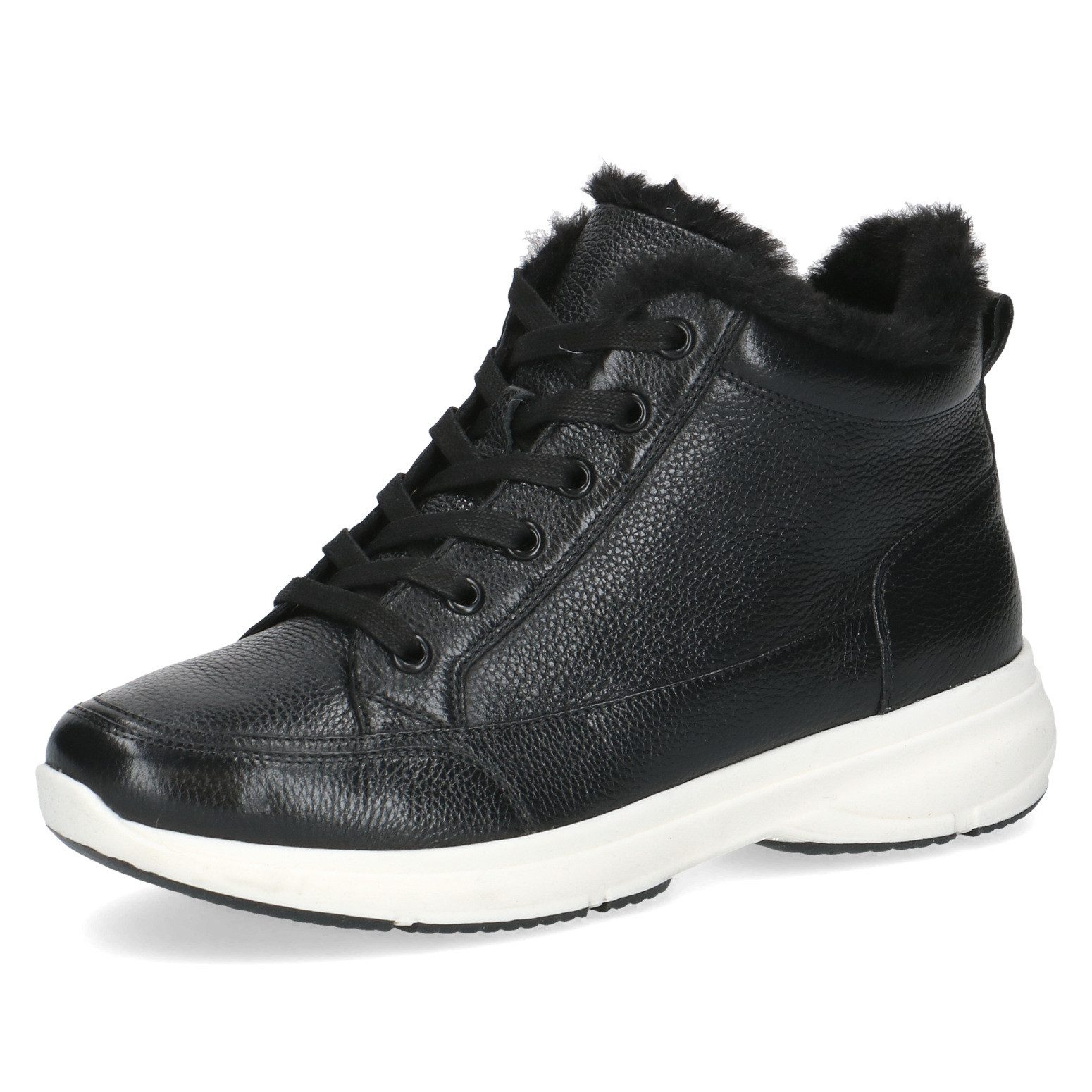 Caprice Winterboots, Keilabsatz, Schnürboots, Outdoorschuh mit Fellimitat am Kragen