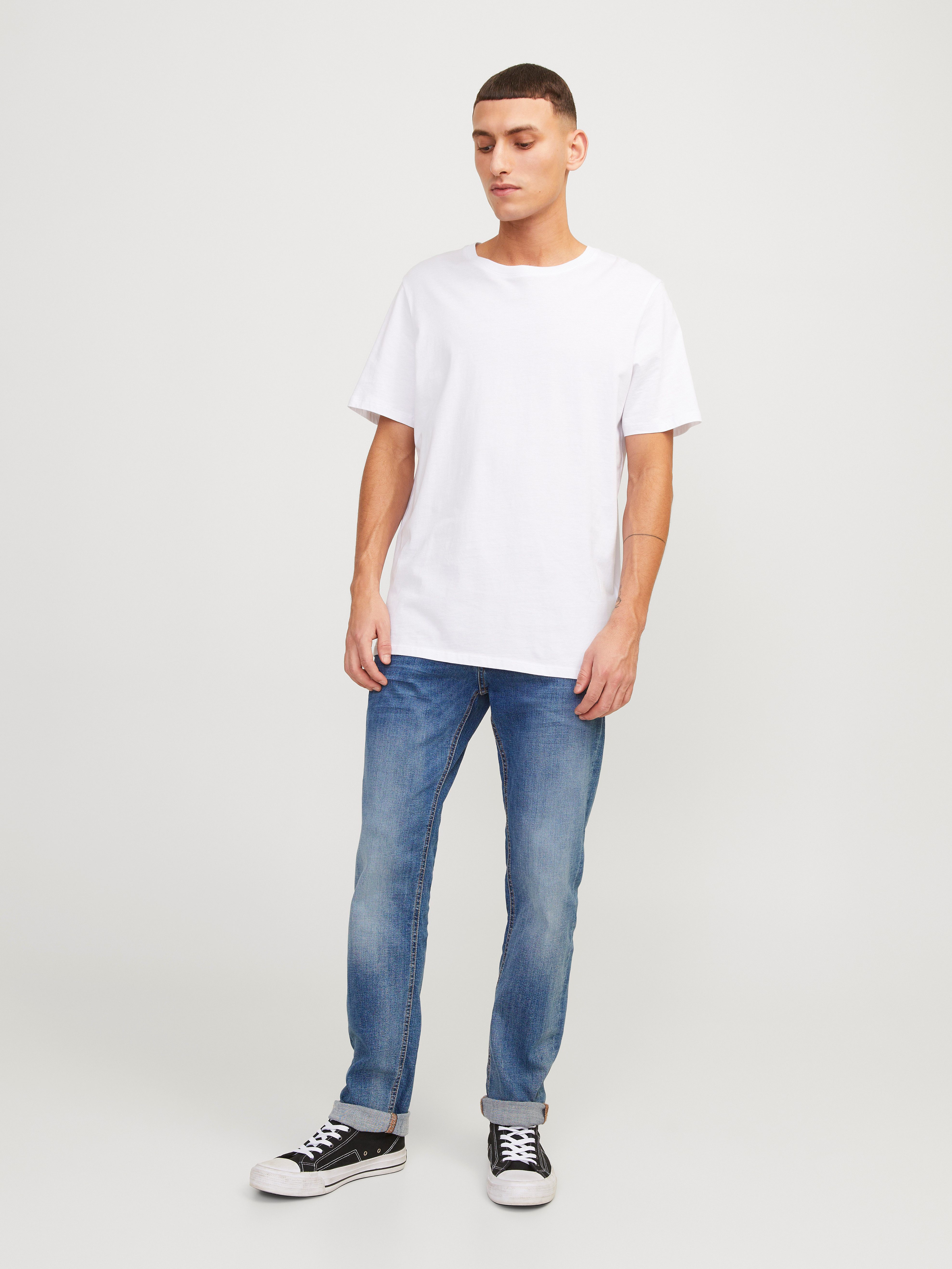 Jack & Jones Slim-fit-Jeans JJITIM mit Waschung und praktischen Taschen Abriebeffekte, modisch, slim fit, Denim