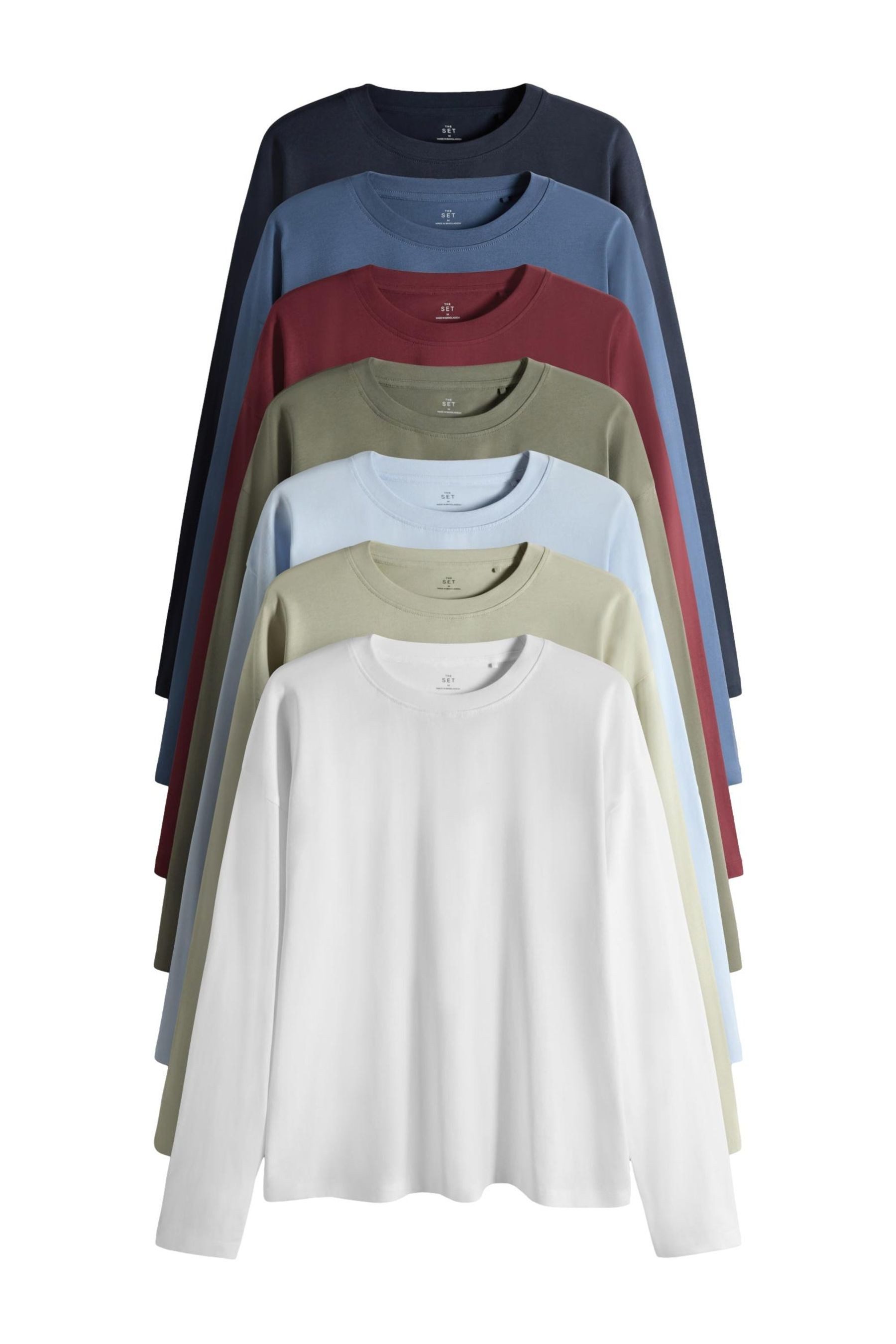Langarmshirt The Set Langarmshirts, 7er-Pack