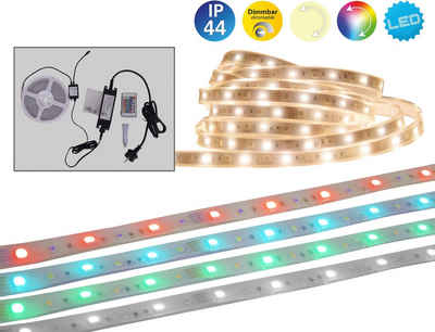näve LED Stripe Outdoor, Farbwechsel, Dimmfunktion, Fernbedienung, Länge 500cm, RGB, IP44