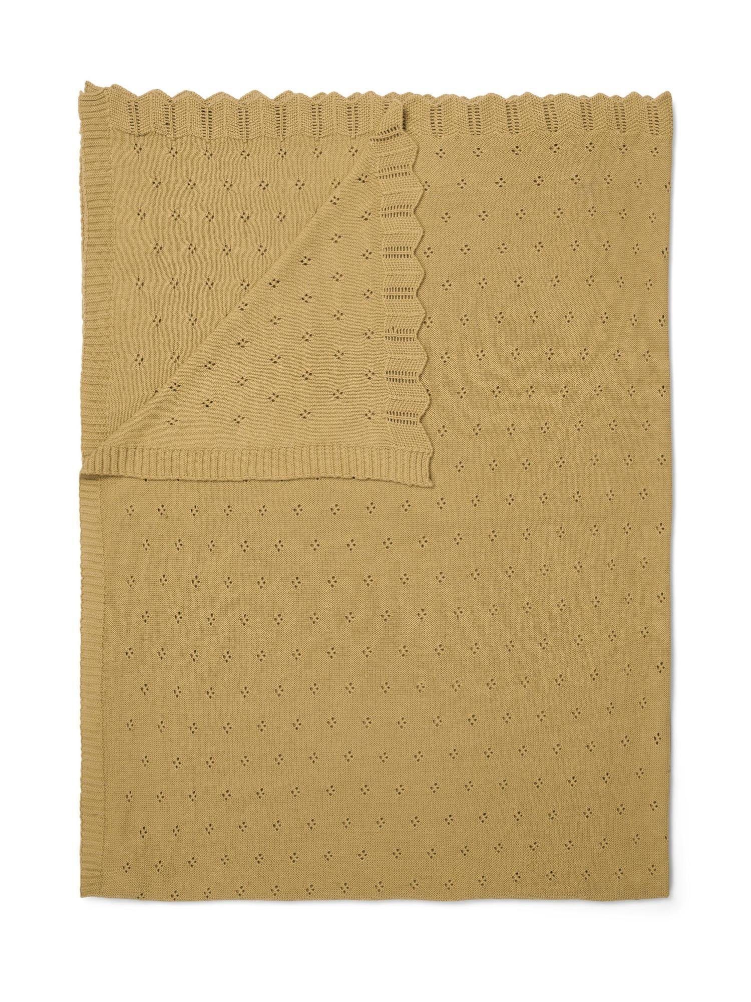 Plaid Knitted Ajour, Essenza, aus Bio-Baumwolle Fern yellow