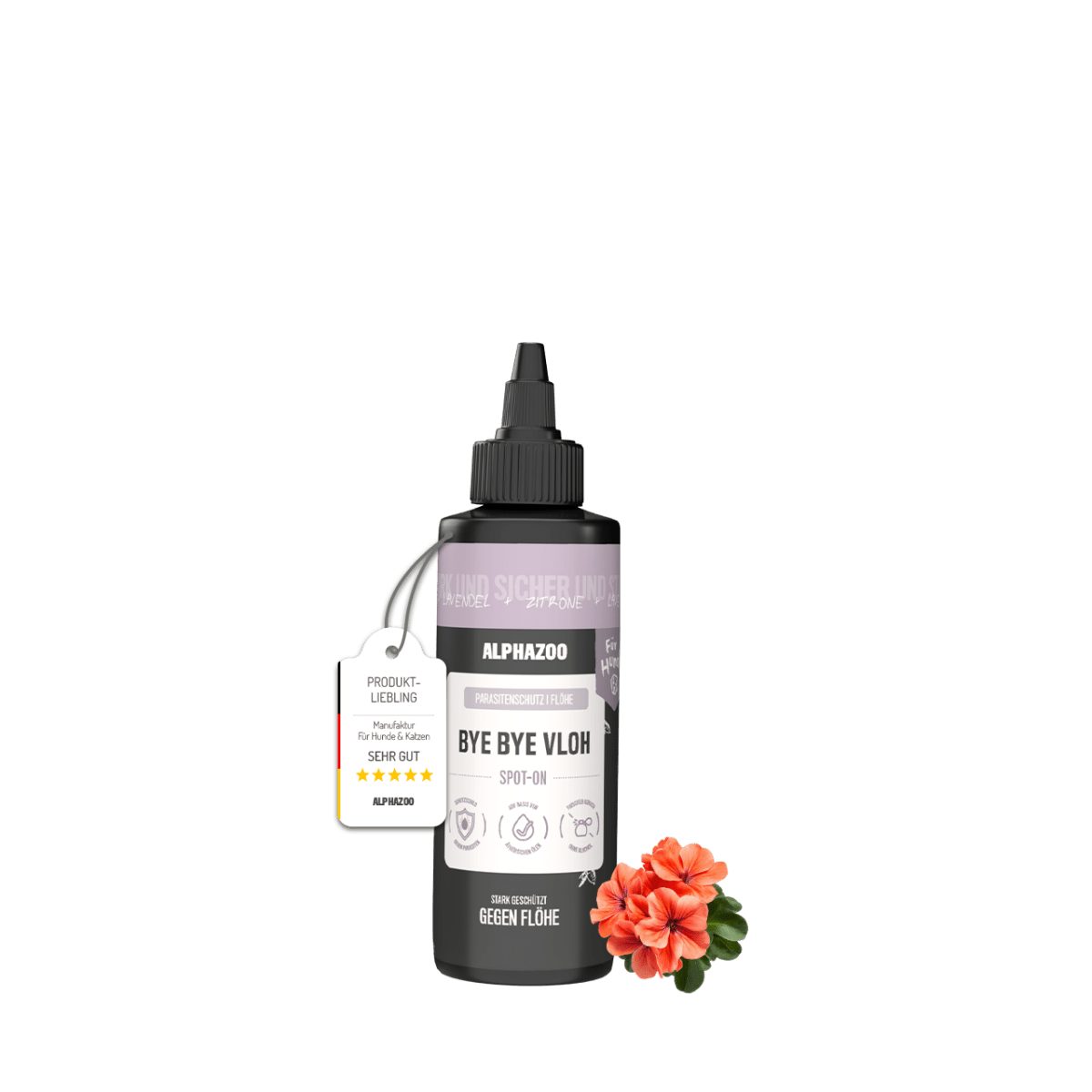 ALPHAZOO Insektenspray ByeByeVloh Spot-On für Hunde 100 ml, 100 ml, 1-St., Flohmittel gegen Flöhe & Juckreiz, Anti Floh Spot On gegen Flöhe, Punktuelles Flohmittel