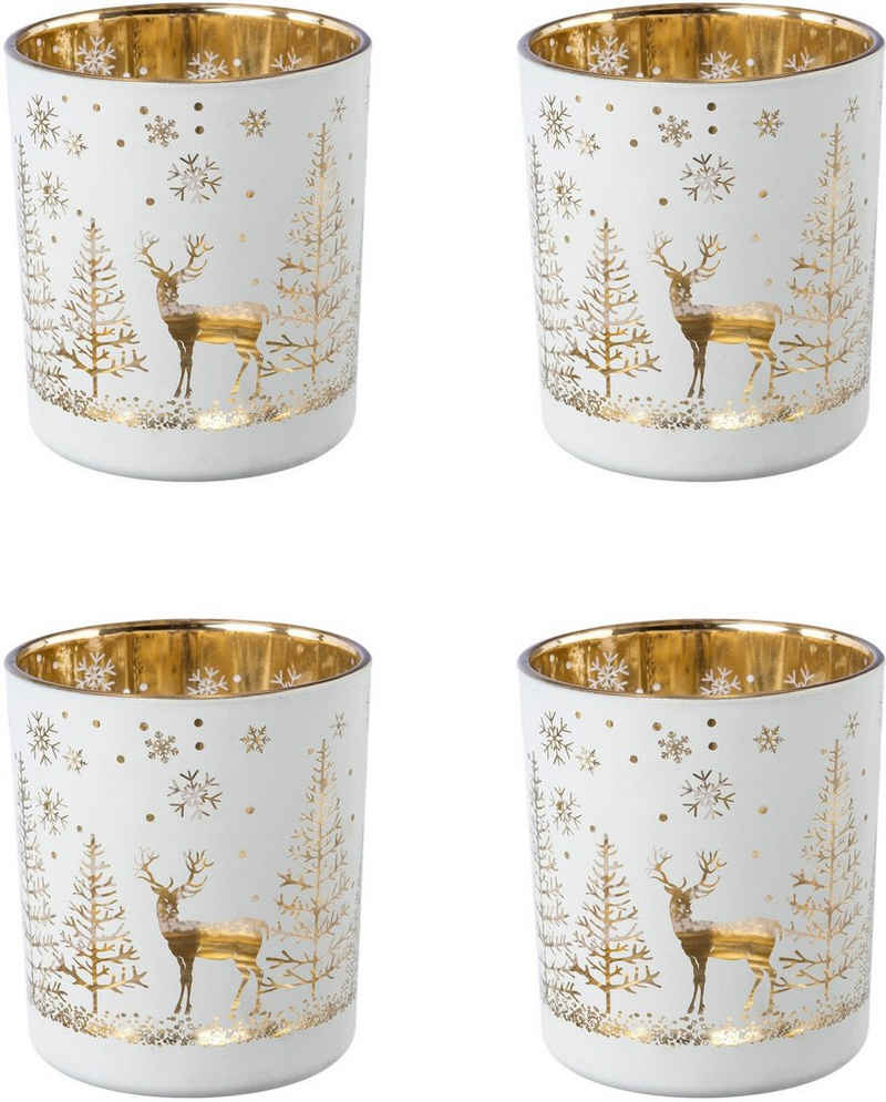 Creativ deco Teelichthalter »Weihnachtsdeko« (4 St), mit goldfarbener Innenseite