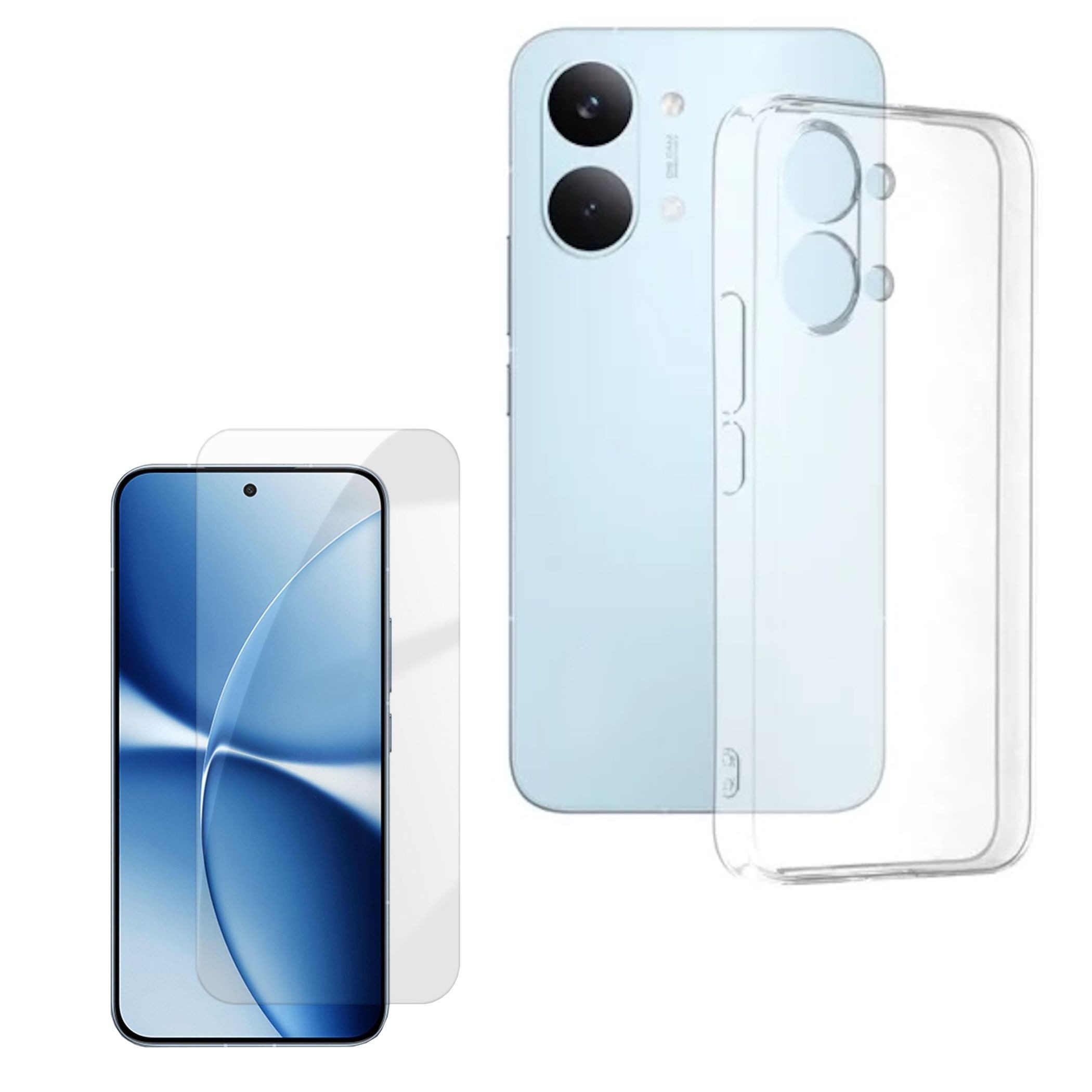 Wigento Handyhülle + Schutzglas für Xiaomi Poco X8 Pro Max 2 in 1 TPU Schutz + 9H Glas 6,83 Zoll, Produktset TPU Hülle mit Hartglas