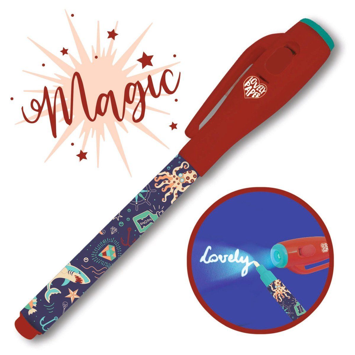 DJECO Filzstift Zauberstift mit unsichtbare Tinte Geheimstift mit UV-Lampe