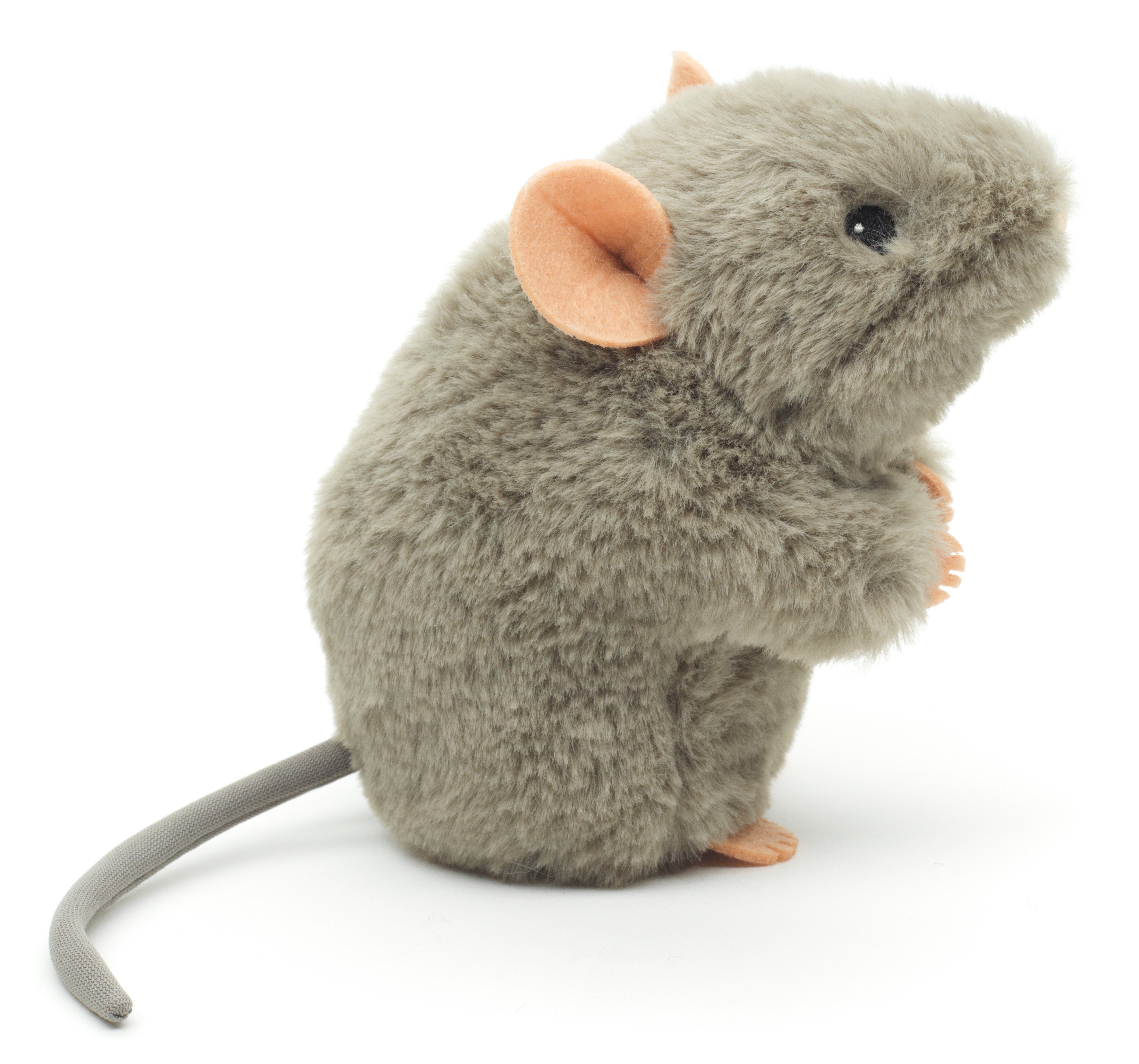 Uni-Toys Kuscheltier Maus grau, stehend - 15 cm (Höhe) - Plüsch, Plüschtier, Uni-Toys Eco-Line - zu 100 % aus recyceltem Material gefertigt