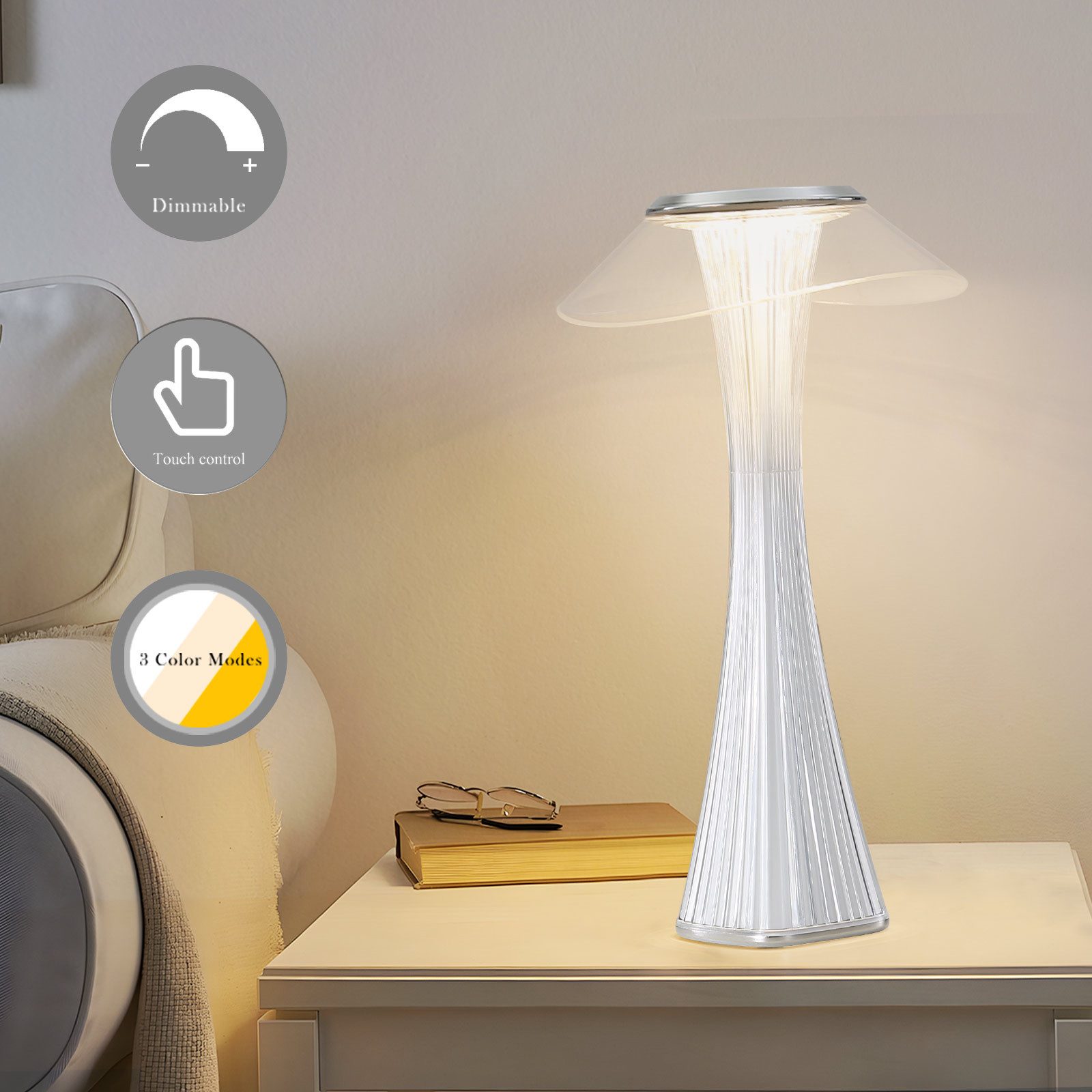 Nettlife LED Nachttischlampe Dimmbar Modern USB mit 3 Helligkeitsstufen Tis günstig online kaufen