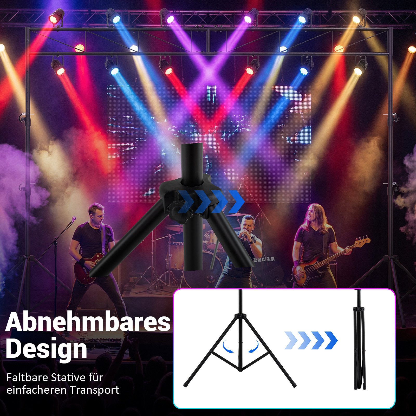COSTWAY Lampenstativ (360 cm DJ Lampenstativ, 140-265cm höhenverstellbar) – Bild 2 von 5