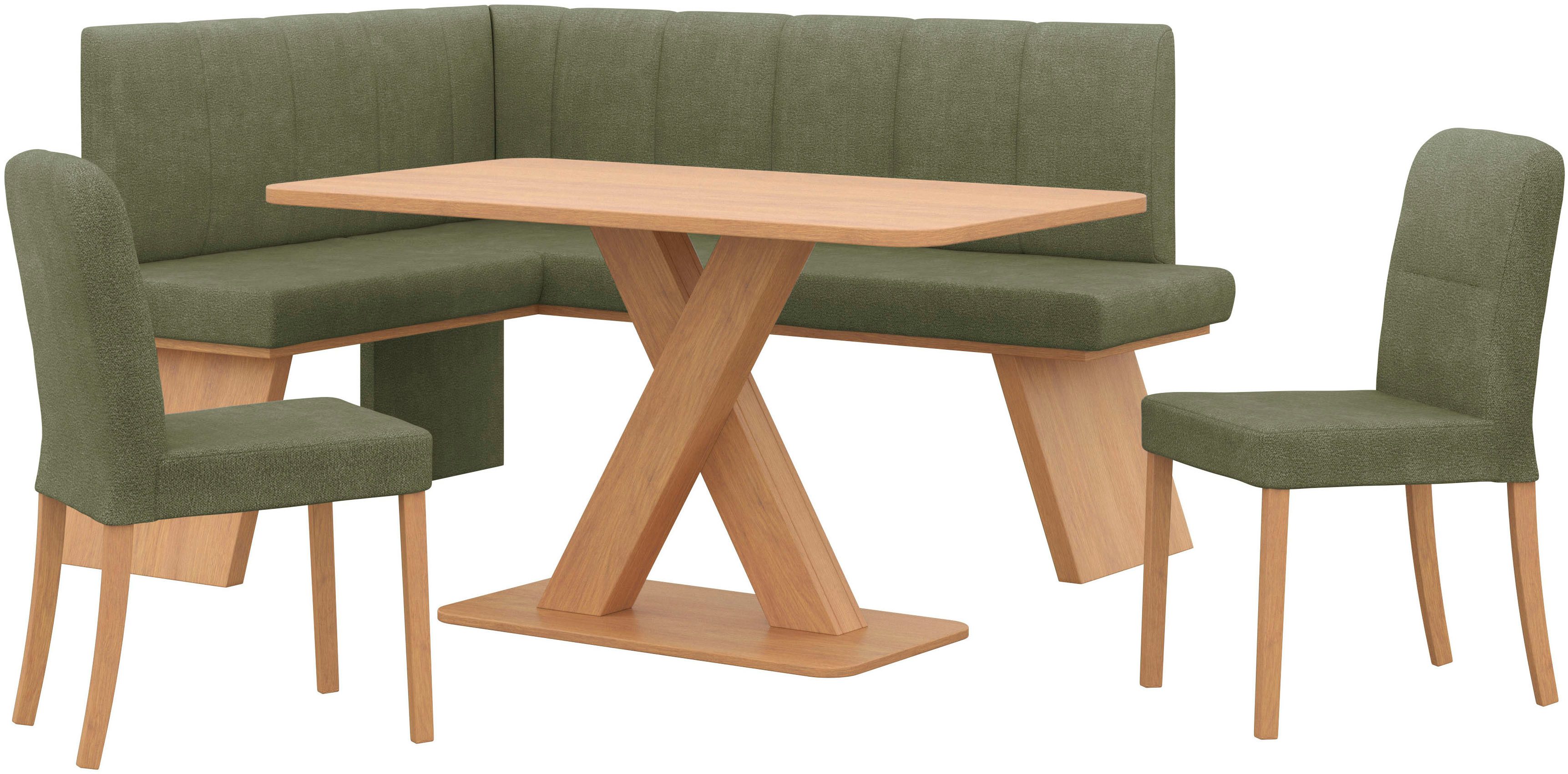 OTTO home Eckbankgruppe Nina, (Set, 4-tlg., 4er), Sitzgruppe Esszimmer Stühle Tisch und Bank bequem gepolstert