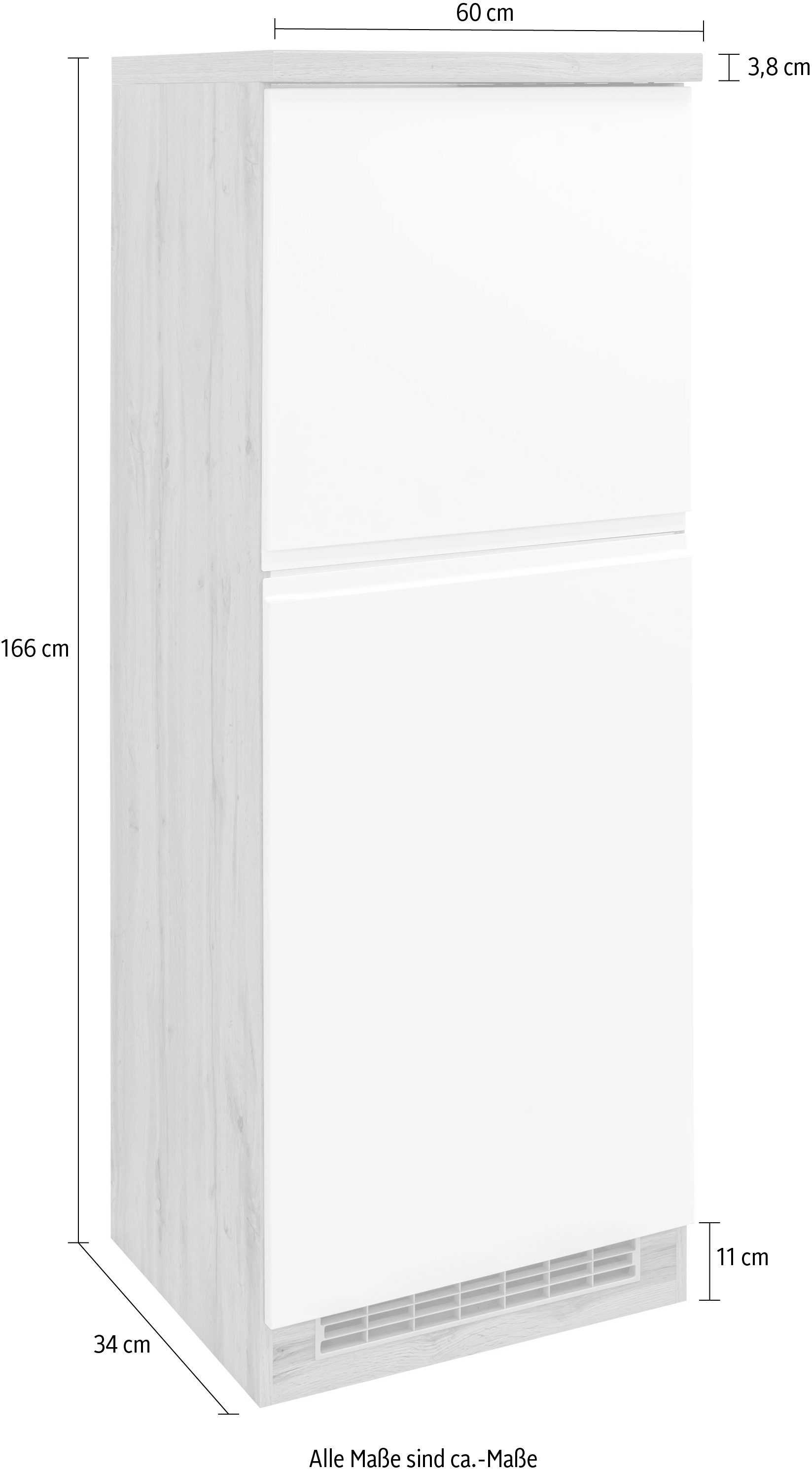 HELD MÖBEL 60 wotaneiche/weiß >>Bruneck<< wotaneiche | Bruneck MDF-Fronten Matt Umbauschrank Kühlschrankumbau hochwertige cm breit