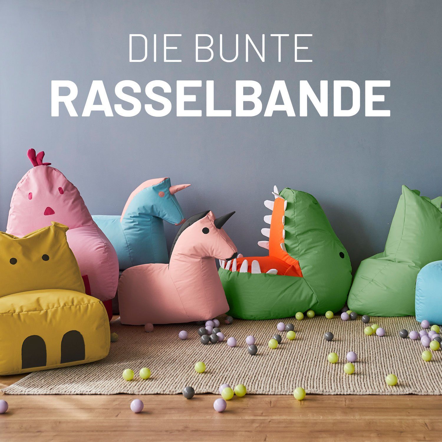 Lumaland Sitzsack Kinder Dino Kissen pflegeleicht, Kuschelsitzkissen, Zauberversteck Kindersitzsack), 90x90x70 Kinderzimmer, Grün cm (1x Pastell