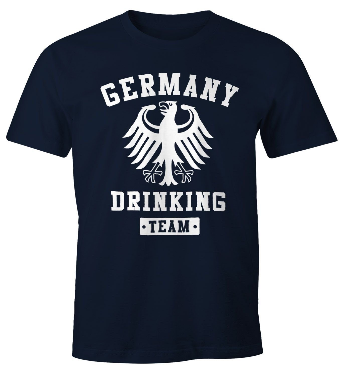 MoonWorks Print-Shirt Deutschland Herren T-Shirt Germany Drinking Team Bier Adler Fun-Shirt Moonworks® mit Print navy | T-Shirts