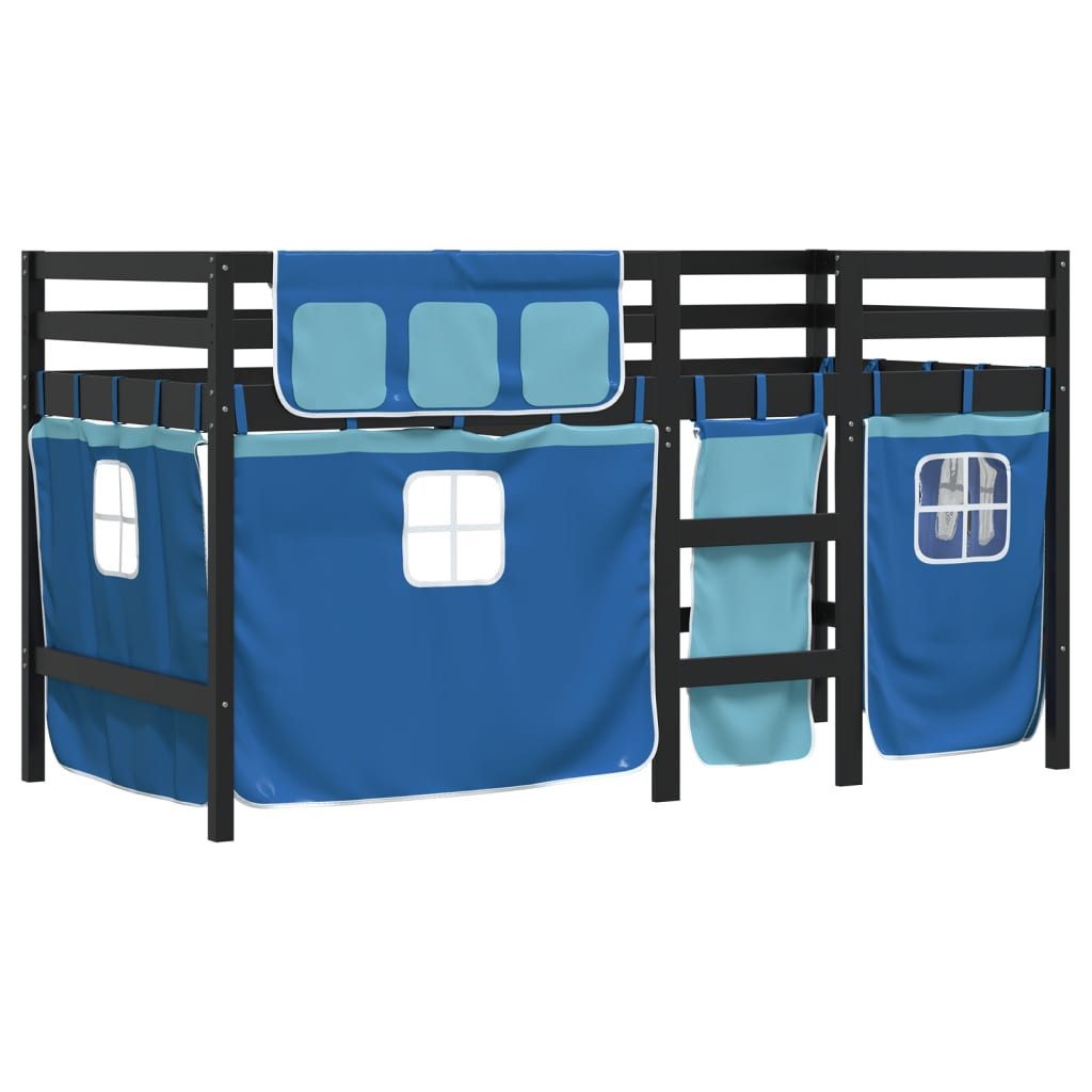 vidaXL Bett Kinderhochbett mit Vorhängen Blau günstig online kaufen