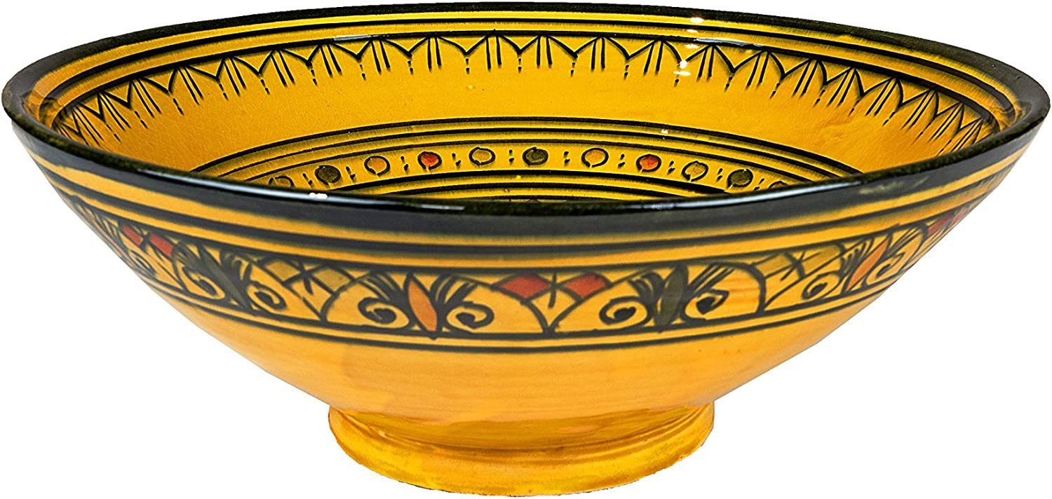 Marrakesch Orient & Mediterran Interior Obstschale Orientalische  Keramikschale Schale Rund Amjad Ø 30cm Groß, Handbemalt