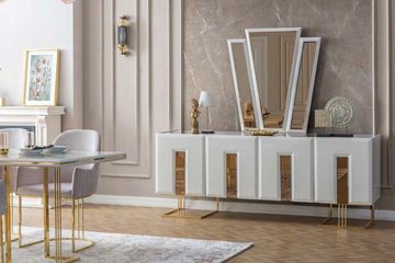 JVmoebel Anrichte Weiße Edelstahl Anrichte Designer Esszimmer Möbel Luxus Kommode (1 St., Anrichte), Made in Europa