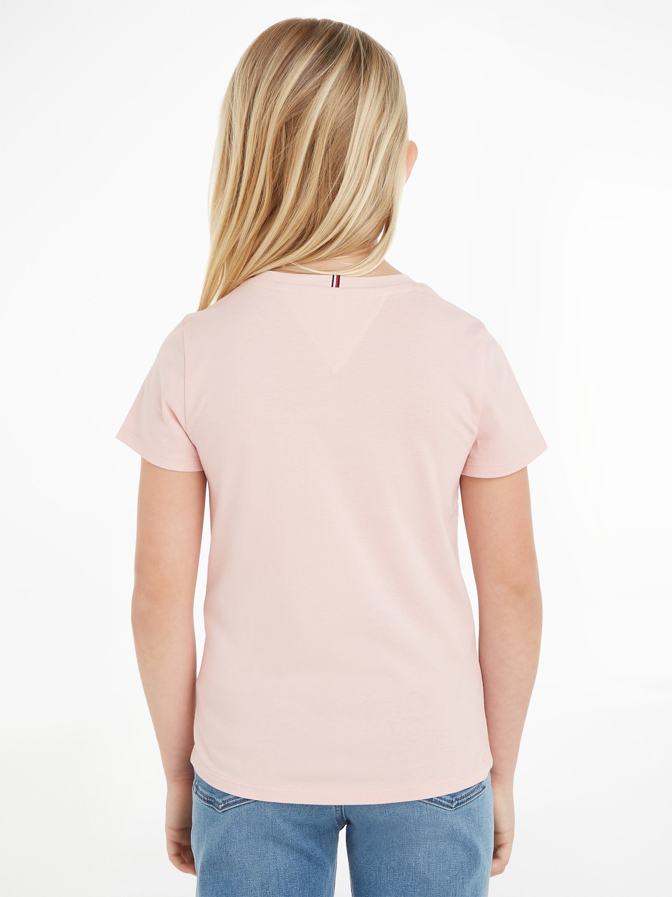 Tommy Hilfiger Kurzarmshirt S/S Pink mit TEE Nähten Whimsy (1-tlg) ESSENTIAL farbharmonischen