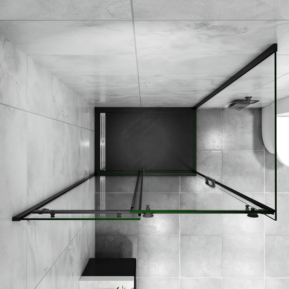 duschspa Eckdusche 200cm Dusche Schiebetür mit Seitenwand Duschkabine Duschabtrennung, BxT: 100x80 cm, Einscheibensicherheitsglas, Sicherheitsglas, Set, mit Seitenteil, links und rechts montierbar