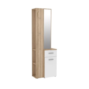 Garderobenschrank Tall (Schrank, Garderobenschrank) mit Spiegel und Kleiderstange, mit Schublade, Tür, 3 offenen Fächern