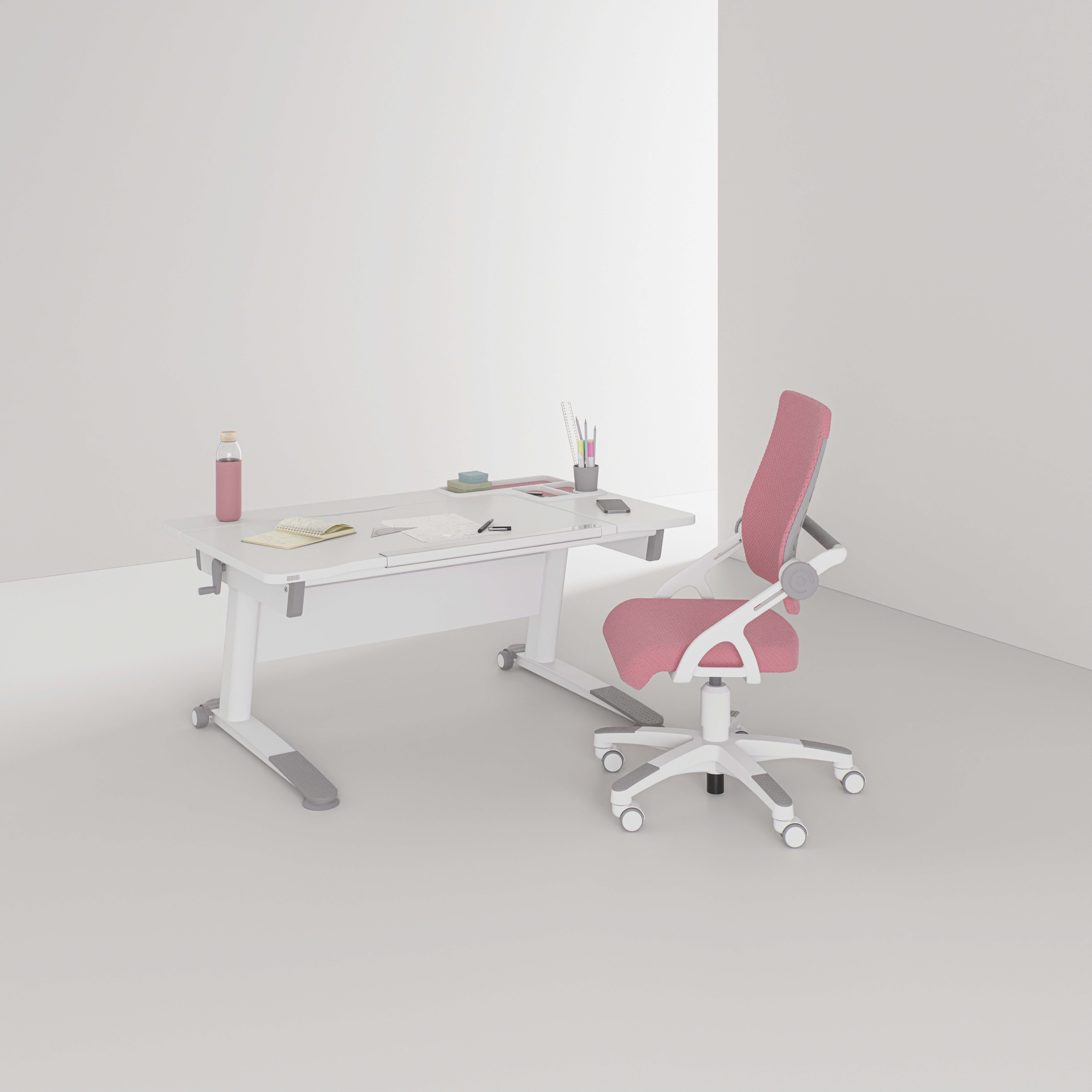 PAIDI Kinderschreibtisch JARO in Weiß, mitwachsend & ergonomisch (B/H/T ca. 120/53-74/75 cm), höhenverstellbarer Schülerschreibtisch, Platte bis 20° neigbar