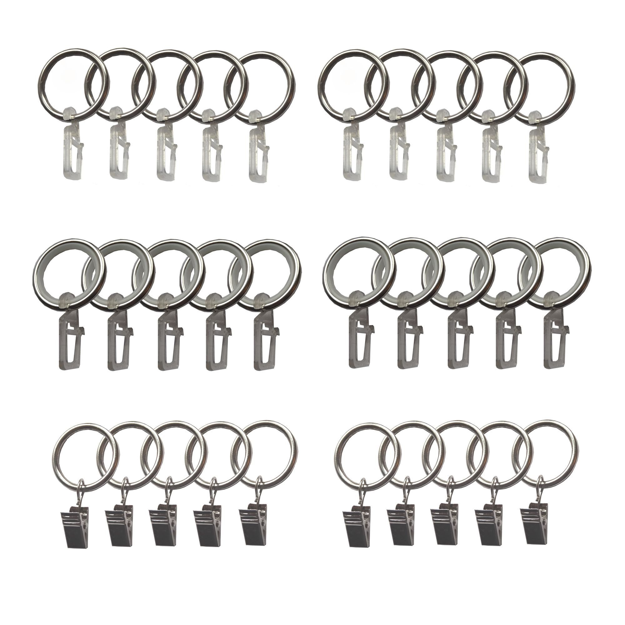 BASIT Gardinenring Metallringe mit Überklipshaken C19, für 19 und 20 mm Gar günstig online kaufen