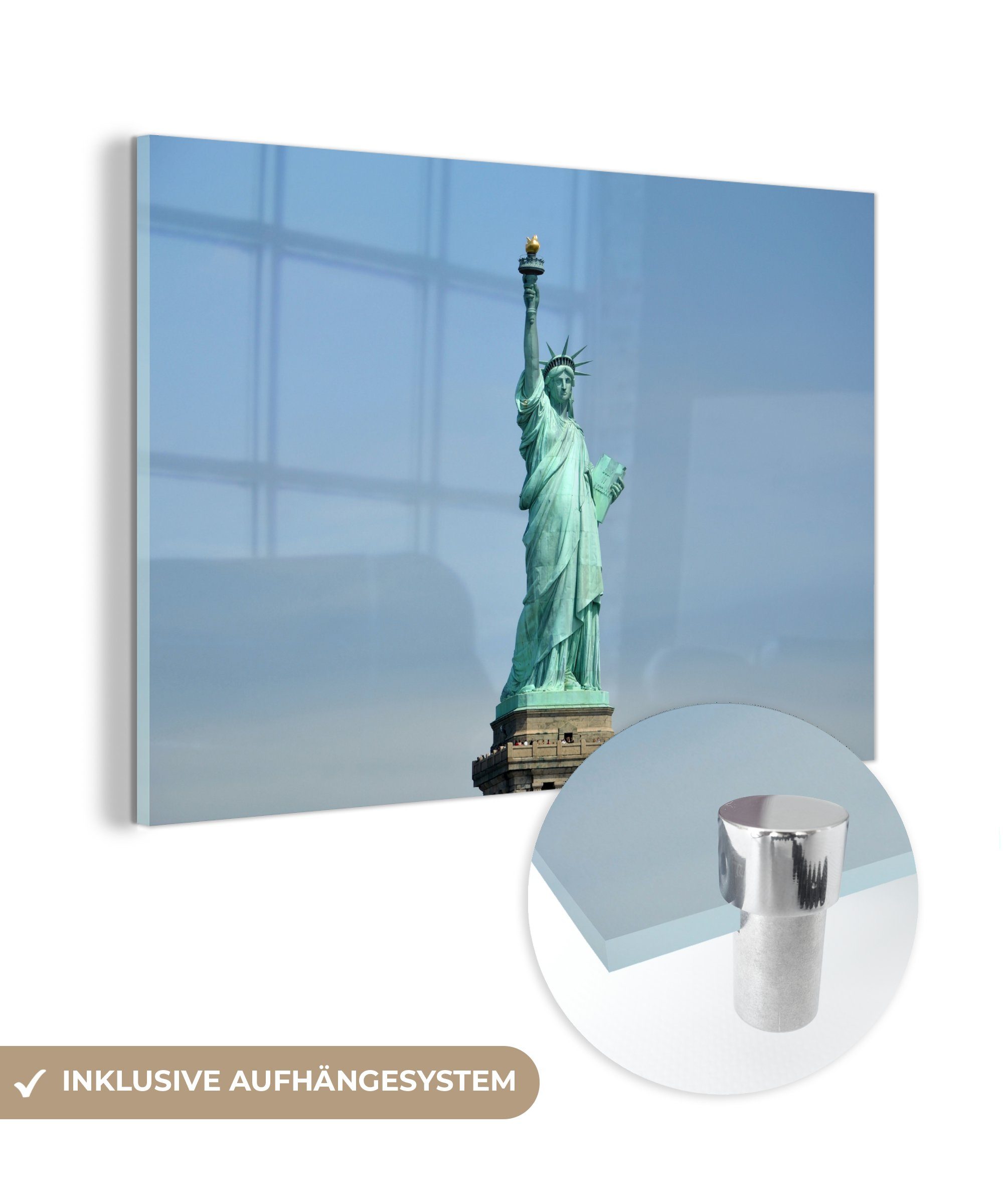 MuchoWow Acrylglasbild Freiheitsstatue an einem sonnigen Tag in New York, (1 St), Acrylglasbilder Wohnzimmer & Schlafzimmer