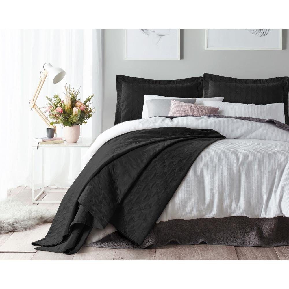 - 2 Tagesdecke Kissenbezüge Schwarz 260x250 atmungsaktiv Tagesdecke Sleeptime Twin-Bett Sitheim-Europe, + Gut - - 60x70, Chrone