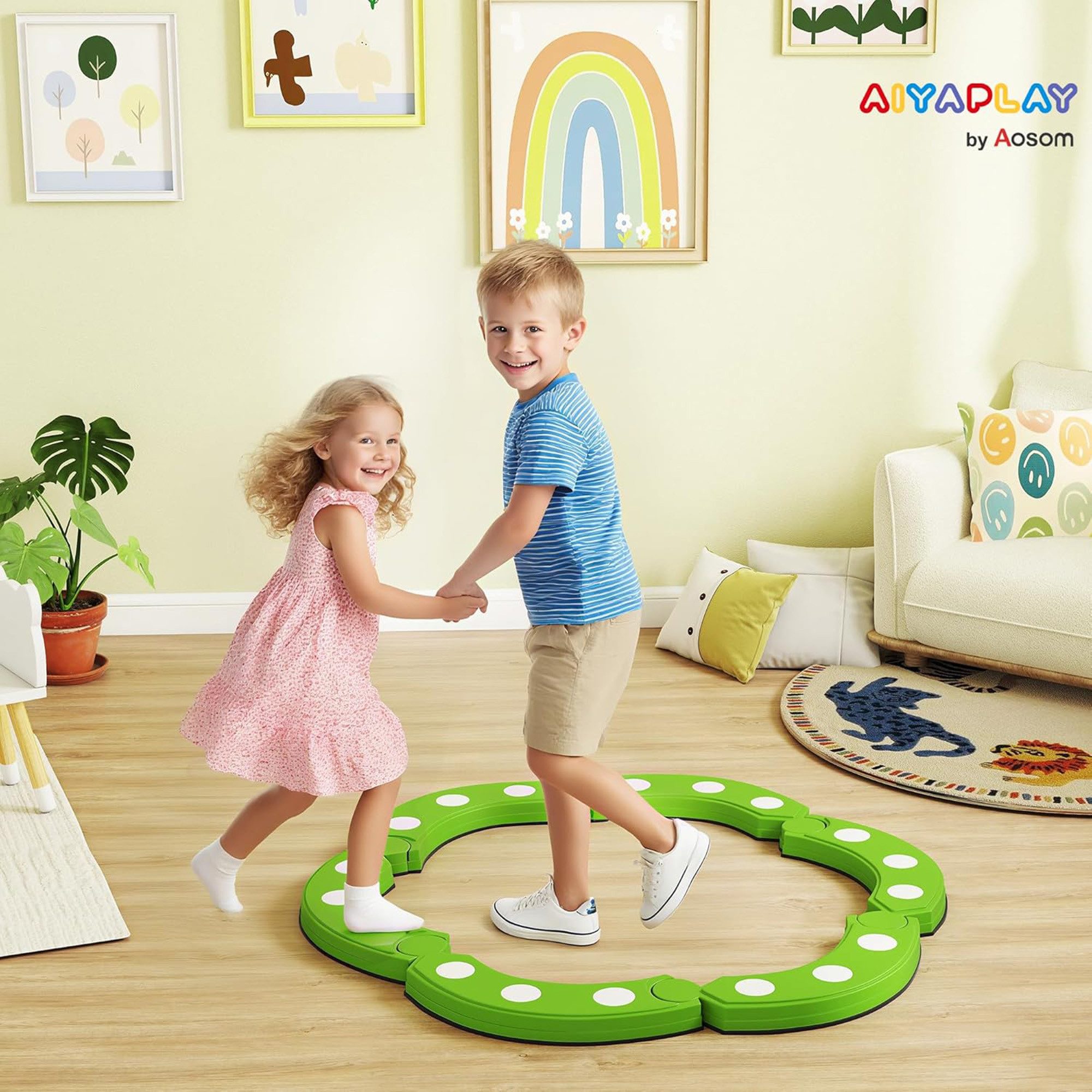 ibettertec Balance Board Ständer Balancierbalken, Schwebebalken, 6 Teile, Balanciersteine, (bis 48 Zoll, Spar-Set, 1-tlg., Balancierelemente, einzelnes Spielset ohne weiteres Zubehör, frei kombinierbar, sensorische Noppen, wetterfest für Innen & Außen)