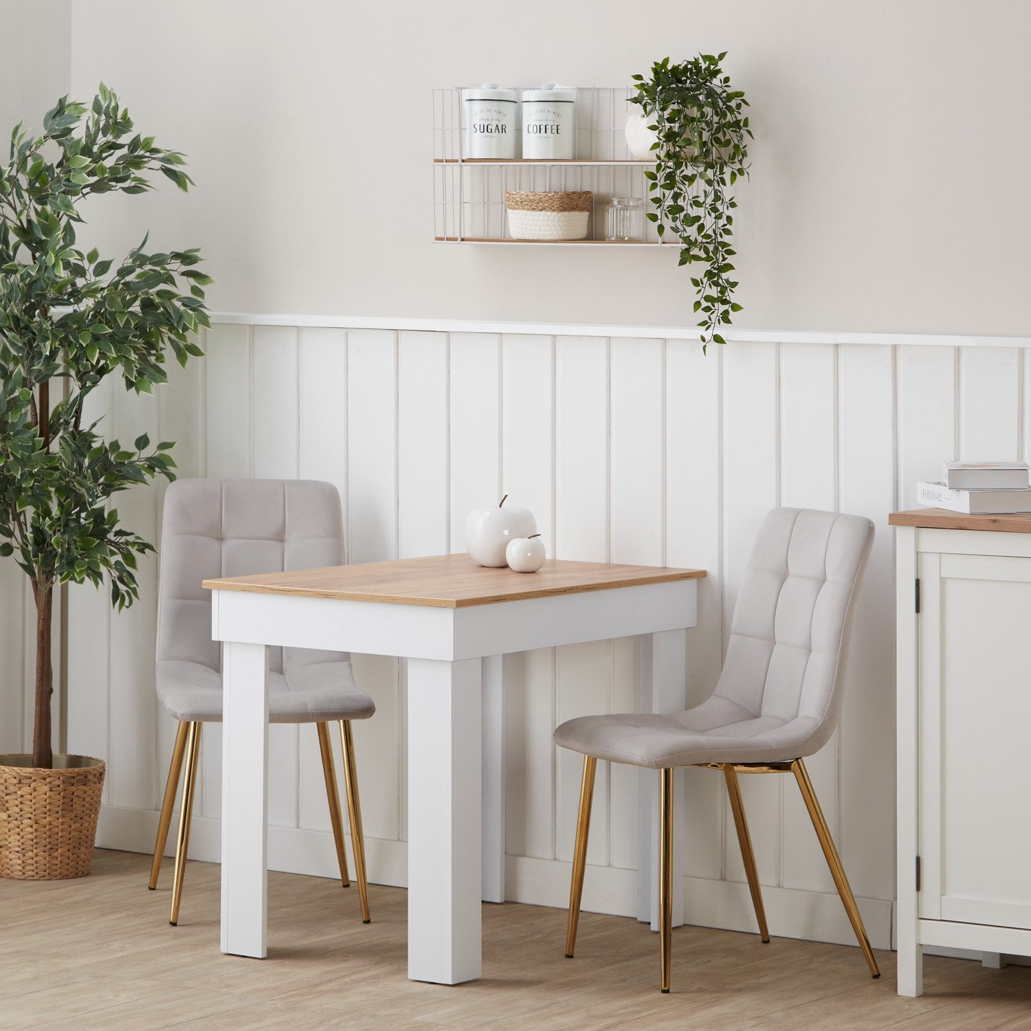 Homestyle4u Polsterstuhl Esszimmer Stühle, Gold | Gold/grau, Bezug Samtstoff, Samt, 2 St