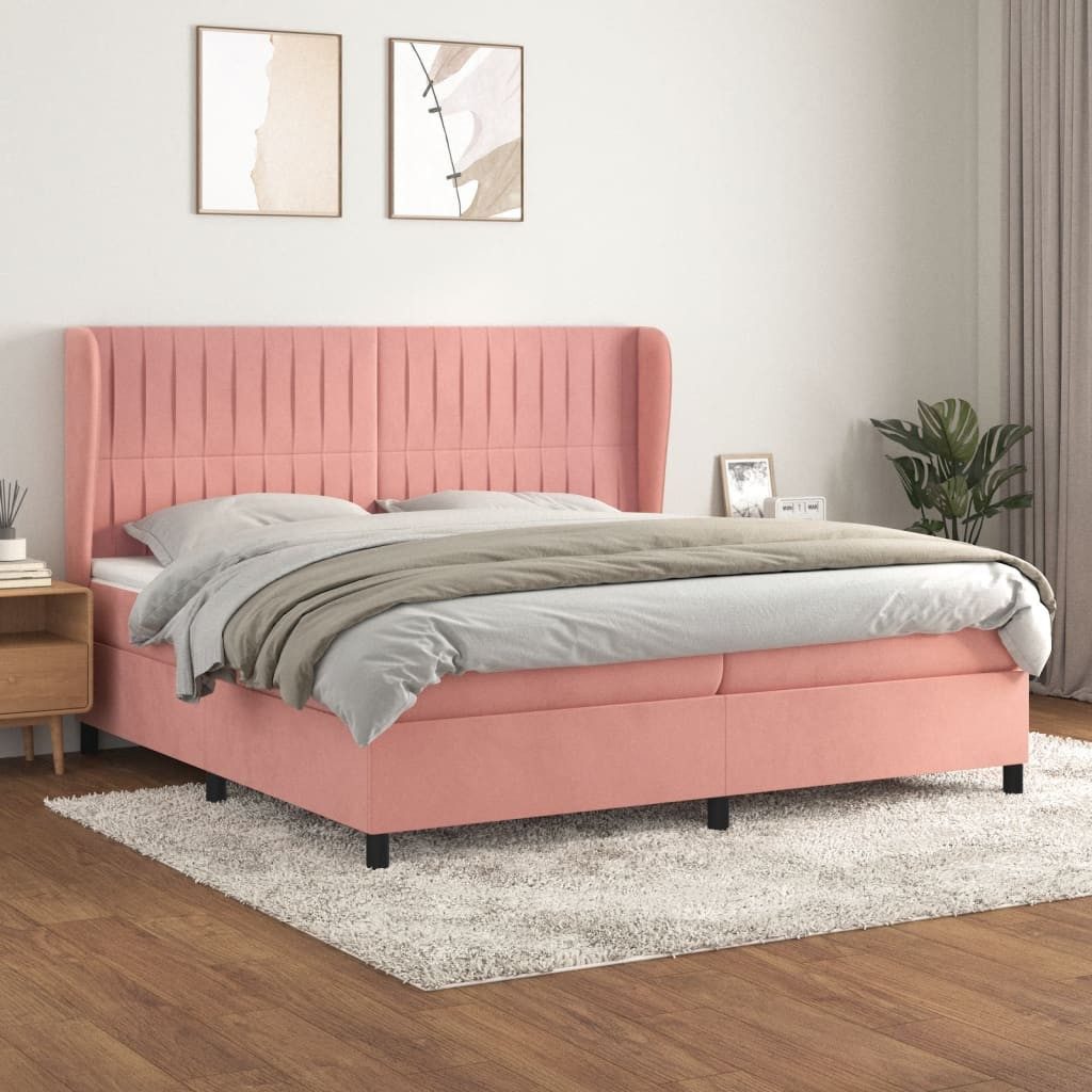 vidaXL Boxspringbett Boxspringbett mit Matratze Rosa 200x200 cm Samt Bett B günstig online kaufen