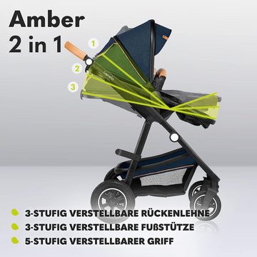 lionelo Kombi-Kinderwagen Amber, Tasche Moskitonetz Regenschutz Schutzüberzug 2in1