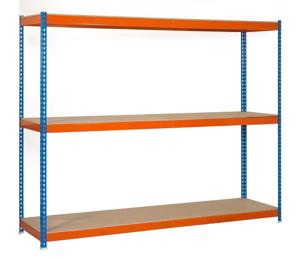 PROREGAL® Schwerlastregal Schwerlastregal Wood Beast Three, 200x150x45cm, 600kg, Blau-Orange