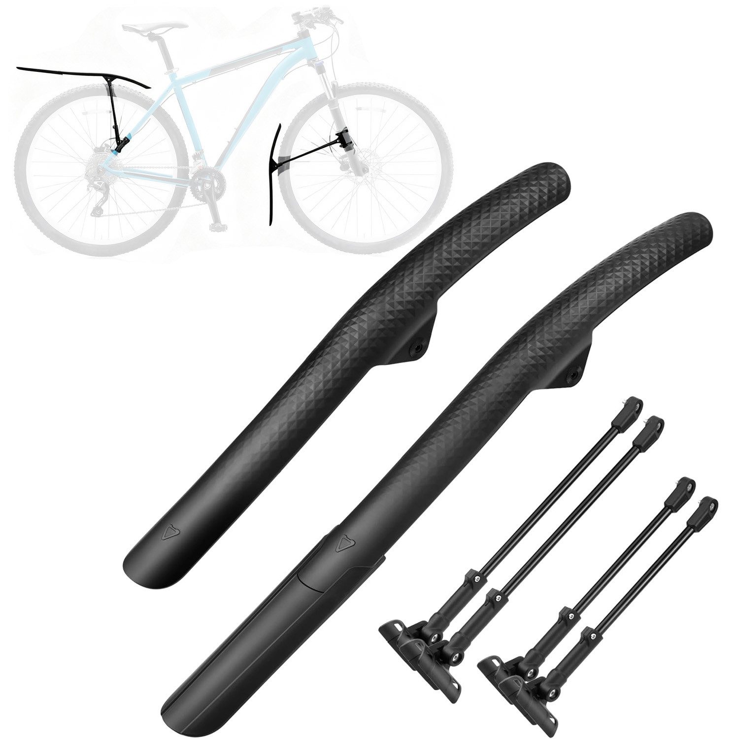 SURFOU Schutzblech Mountainbike Set Fahrrad Schutzblech MTB Schutzblech (Kotflügel Fahrrad Fahrradzubehör Universal), us schlagfestem Hochleistungskunststoff effektiver Spritzschutz