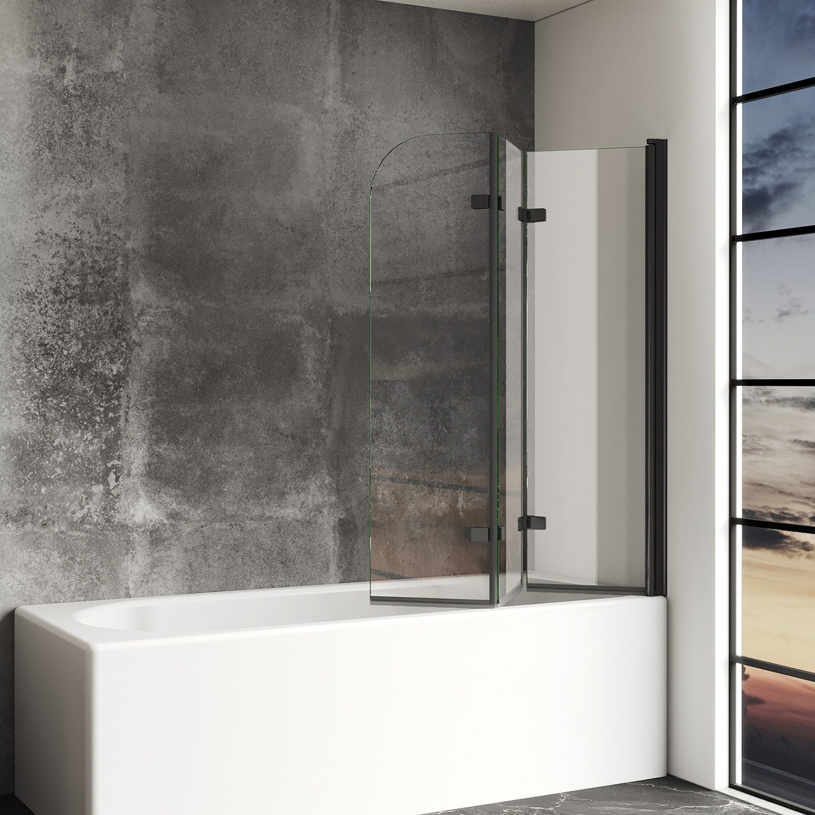 IMPTS Badewannenaufsatz Duschwand für Badewanne Badewannenfaltwand Faltbar 100-140cm, Glas Alu, (Set, 3 tlg., 3 TLG), Duschabtrennung für Badewanne