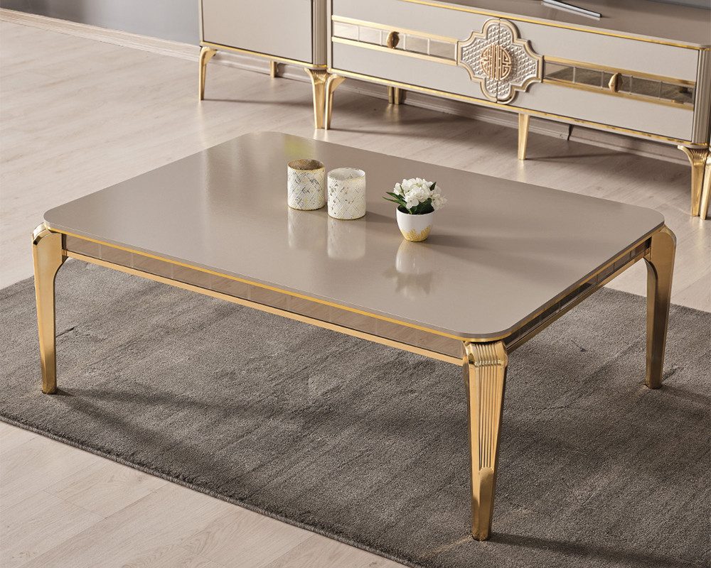Xlmoebel Couchtisch Goldener Sofatisch mit glänzender Oberfläche und elegantem Design (Couchttisch), Hergestellt in Europa