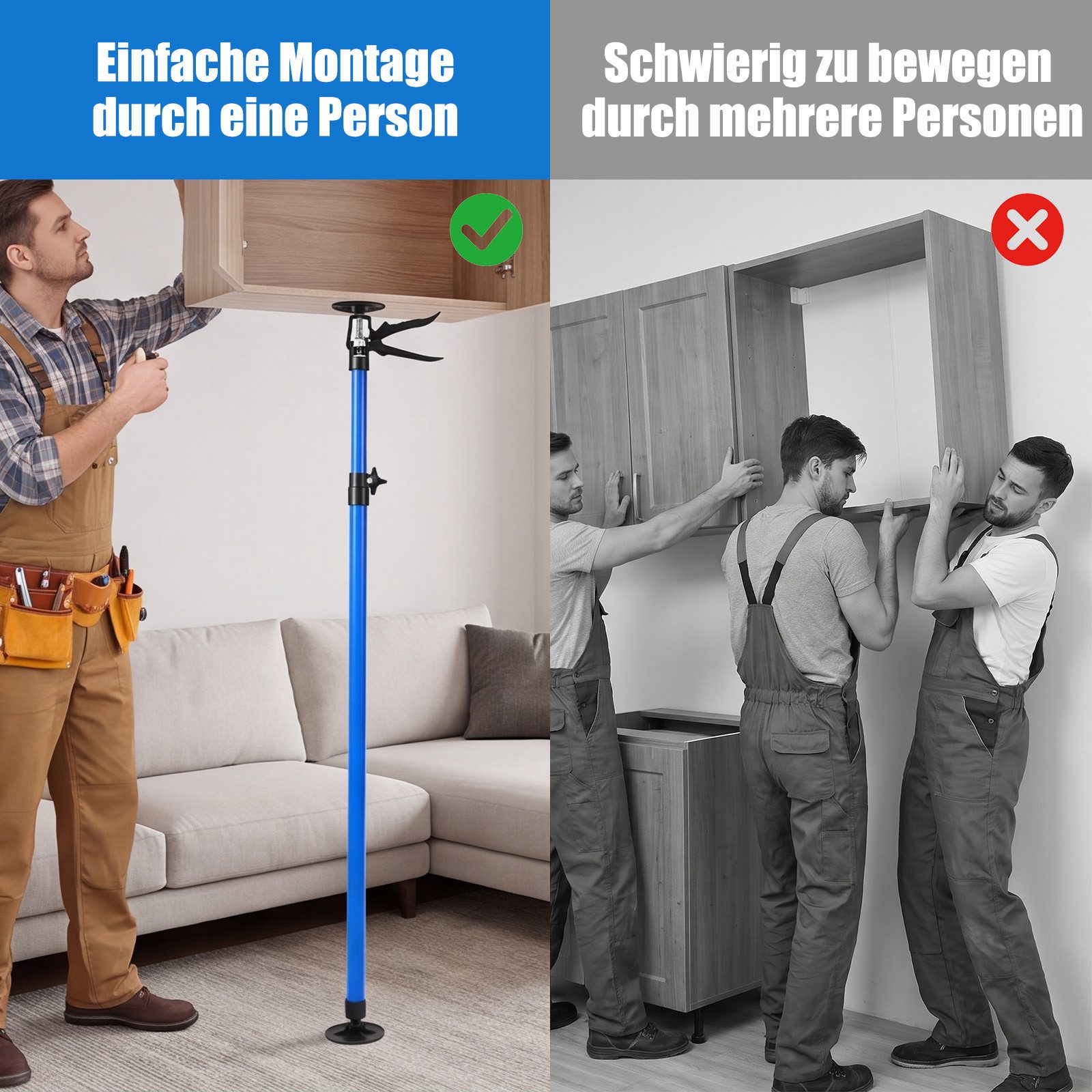 AKKEE Montageklemme 2er-Set Teleksopstützen 115-290cm Bis 50 kg, teleskopstützen Klemmen – Bild 4 von 5