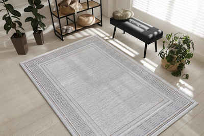 Teppich Mila moderner Teppich, elegant glänzender Kurzflor, the carpet, Rechteck, Höhe: 8 mm, Wohnzimmer, Schlafzimmer, Glanzeffekt, Modern