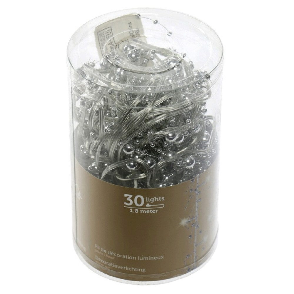 Kaemingk Lichterkette LED Lichterkette mit Perlen silber warm weiß 1,80m