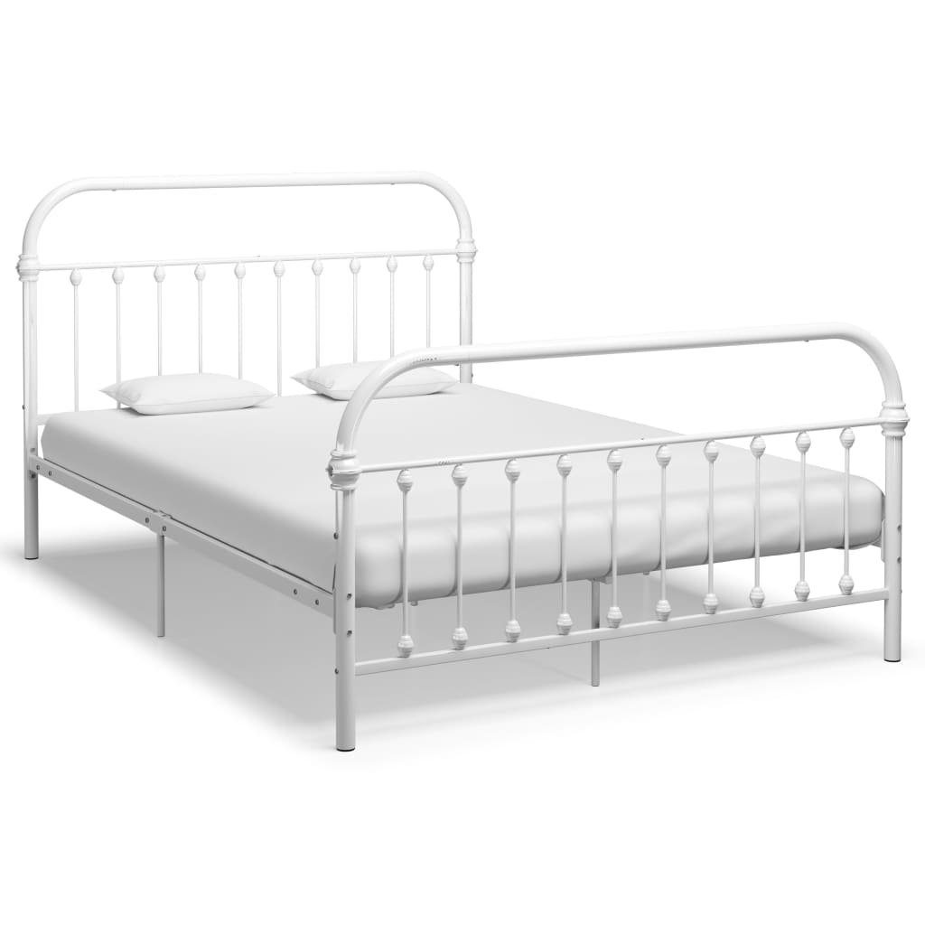 furnicato Bettgestell Weiß Metall 160x200 cm (1-tlg), Stabiles Metallgestell mit Lattenrost für ein klassisches Schlafzimmer