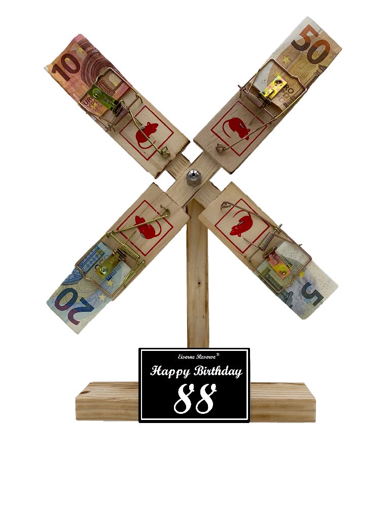 Eiserne Reserve® Geschenkbox Happy Birthday 88 Geburtstag - Eiserne Reserve Windmühle - Geldgesche