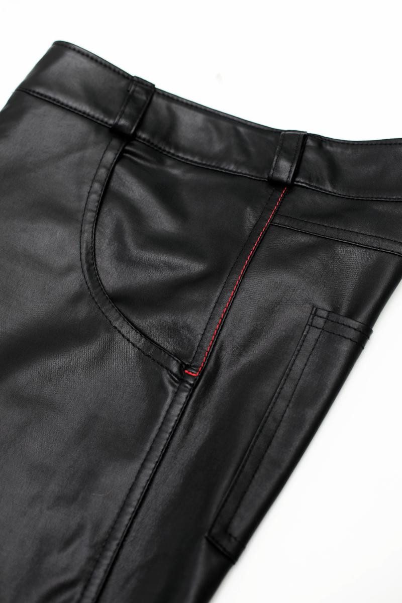 Regnes Fetish Planet Lederimitathose Herren wetlook Shorts schwarz elastisch mit Taschen kurze Männer Hose