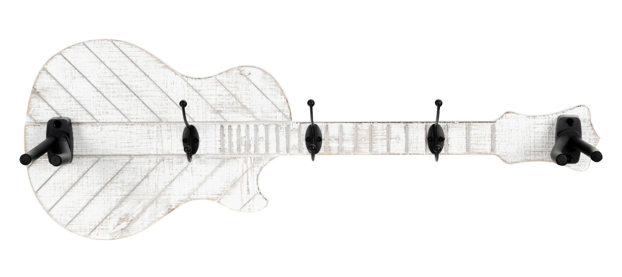 joycraft Wandgarderobe GG-277 Garderobe in Gitarrenform - Shabby-Look Holz-Garderobenpaneel, - Ideal für Gitarre, Ukulele, Kleidung, Hüte, Taschen, Schlüssel usw.