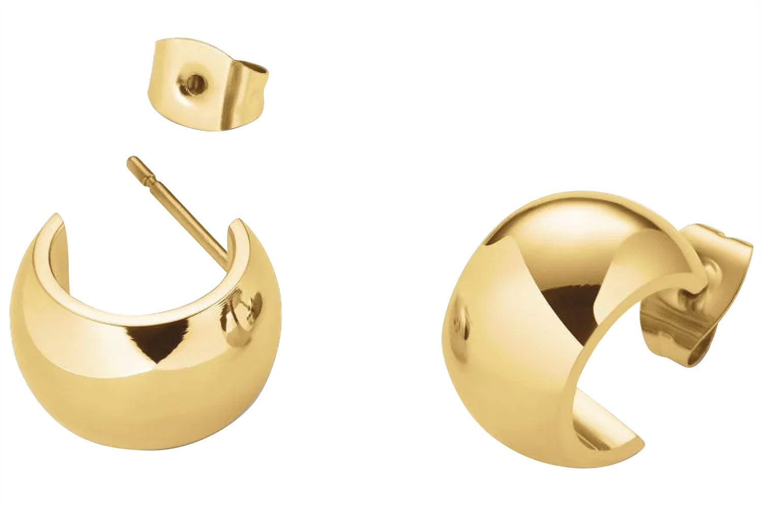 ROSEFIELD Paar Creolen Damen-Kleine Breite Goldfarben