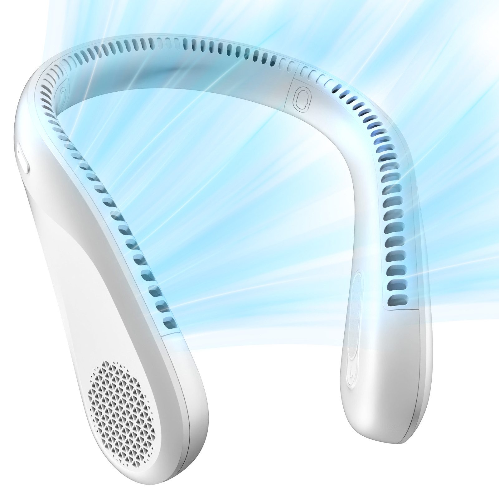 ANYSUN Mini USB-Ventilator Tragbarer Hals Ventilator 4000 mAh Wiederaufladbarer Nackenventilator, Persönlicher Ventilator mit 360° Luftstrom für Reisen, Sport, Außen