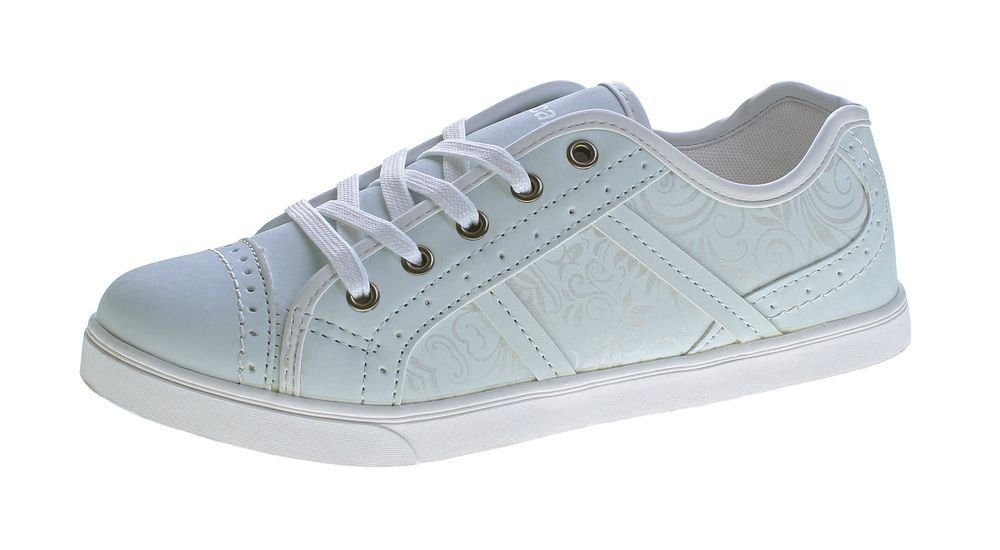 Scandi Damen Sneaker sportliche Halb Schuhe Slipper Slip-On Sneaker Blumenmuster, Frühjahr, Sommer