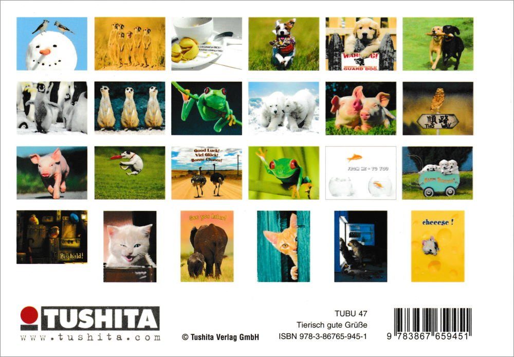 Postkarte nbuch "Tierisch gute Grüße" mit 24 süßen Tiermotiven | Grußkarten