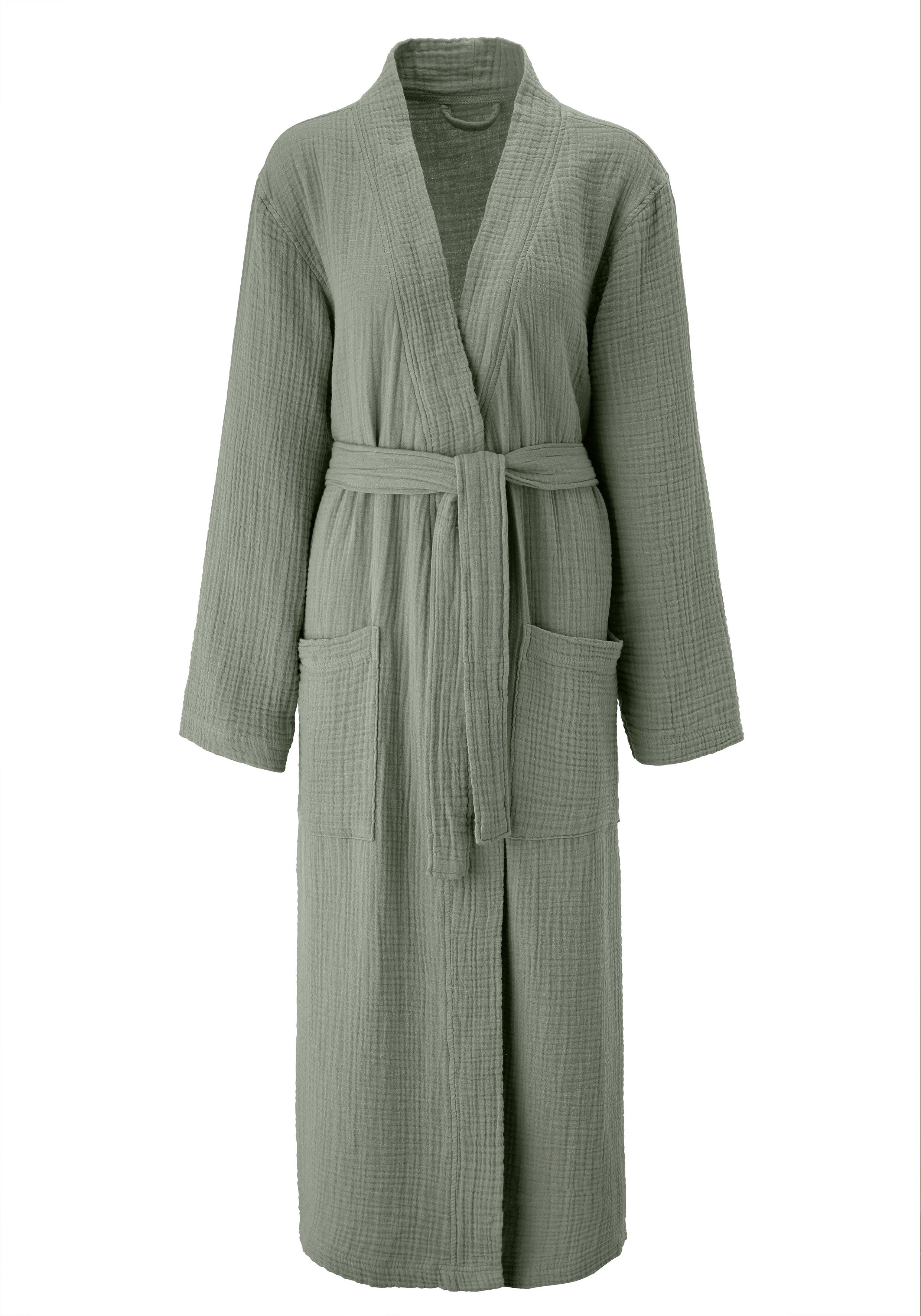 my home Bademantel Juna Musselin, ideal für Sauna & Spa, Hotelbademantel, M günstig online kaufen