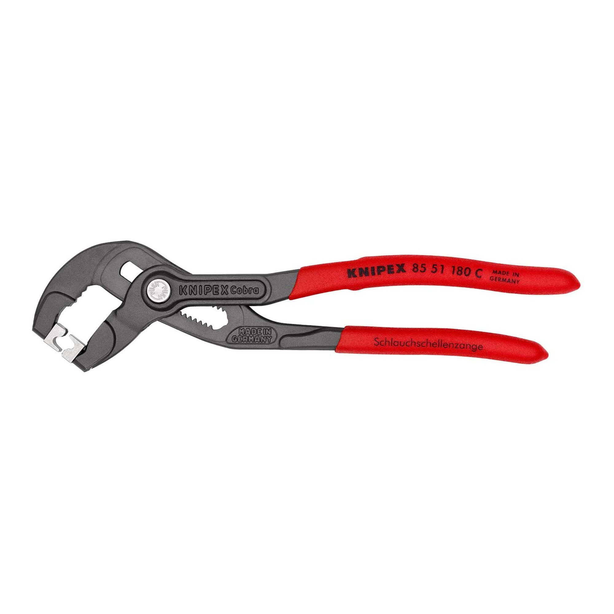 Knipex Wasserpumpenzange KNIPEX 85 51 180 C Schlauchschellenzange für Click-Schellen mit rutsch