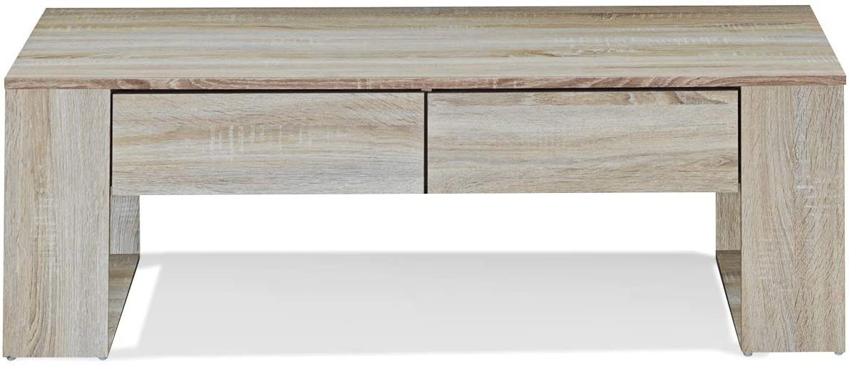60 2 cm COSTWAY x Schubladen Couchtisch, mit aus 40 120 Holz, x Fach, &